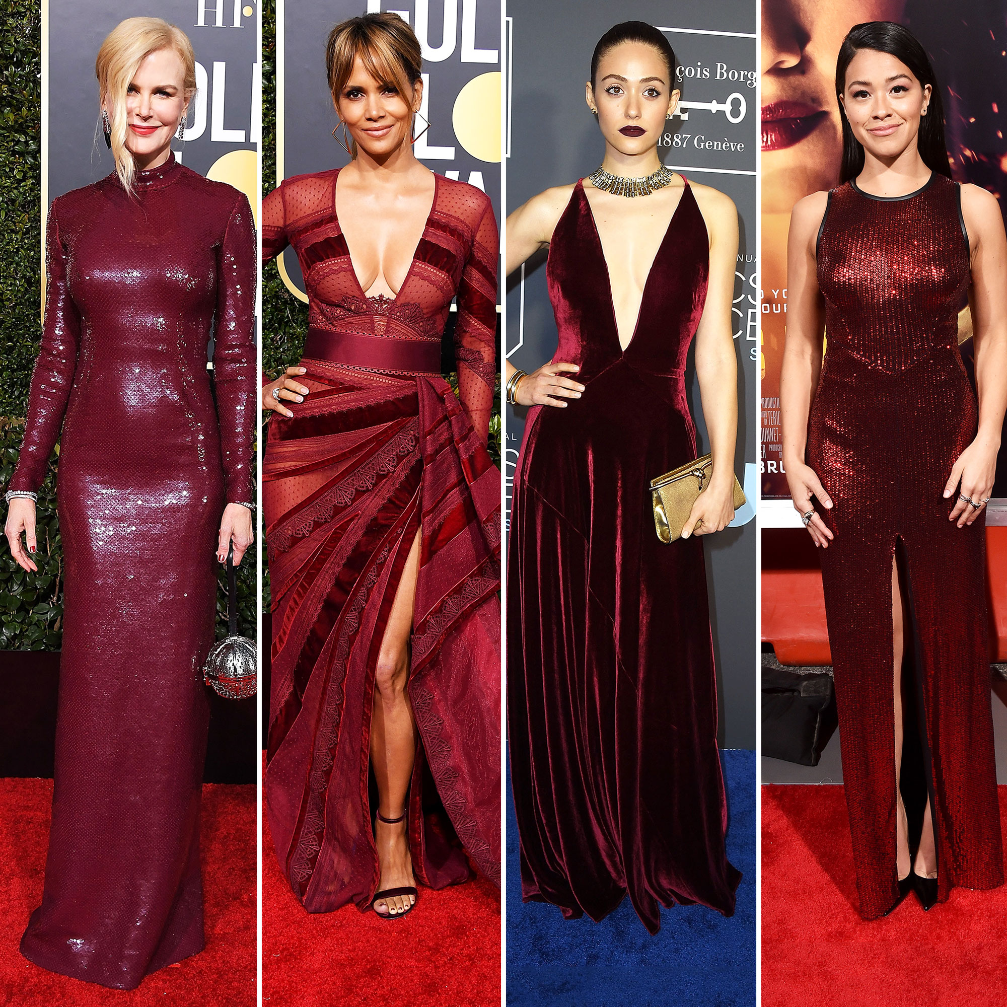 Celeb Burgundy Dress Red Carpet Trend ...